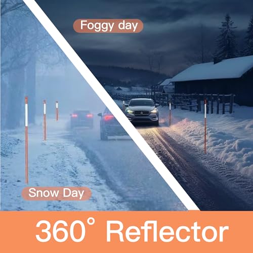 Driveway Markers 48 inch 50pcs, 5/16” Dia 4FT Snow Stakes with Reflective Tape, Highly Visible for Parking, Walkways, Snow Markers, 4FT Orange Fiberglass Poles Reflectors Markers with Steel Drill Bit by BSMOULFA - Used condition - Image 6