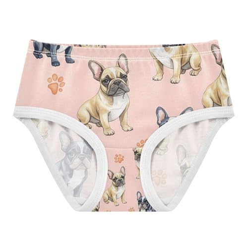 Girls Panties, Watercolor French Bulldog Poses Toddler Girl Panties, Girls' Cotton Brief Underwear, 2T–8 Years