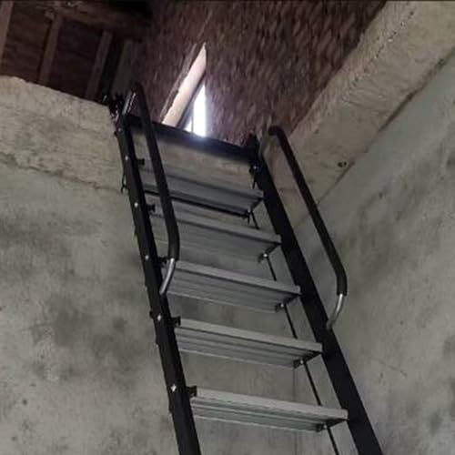 Escaleras para Áticos Escalera Plegable de 8 a 14 Escalones para Reformas de Viviendas, Escalera de Escape de Incendios Negra para Loft, Escalera Industrial de Escalada(2.75 m/9 ft-9 Step)