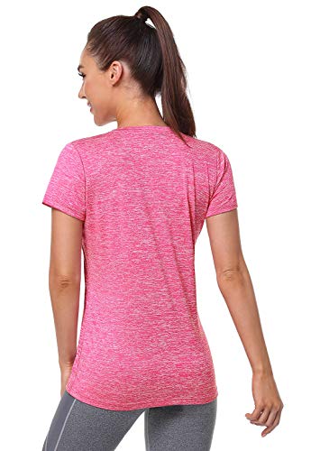 Xelky 3-4 Pack Women's V Neck Tshirt Short Sleeve Moisture Wicking Athletic Shirts Sport Activewear Fitness Workout Gym Tops 4Mblack/Gray/Blue/Rose L #TOP3