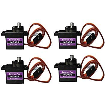 Image of REES52 Mg90s Mini Metal Geared Micro Servo Motor for RC Helicopter Plane Boat Car Trex450 (9 g) - Set of 4 Pieces