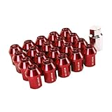 20 Stück M12x1,5 Radmuttern, 35 mm, 6061 Aluminiumlegierung, geschlossenes Ende, Reifen-Radmuttern, Ersatz for Autozubehör-Werkzeug(Red)
