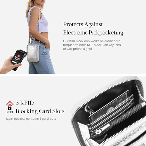 Image of befen Genuine Leather Crossbody Cell Phone Purse for Women, Small Zip Around RFID Blocking Crossbody Wallet Bags