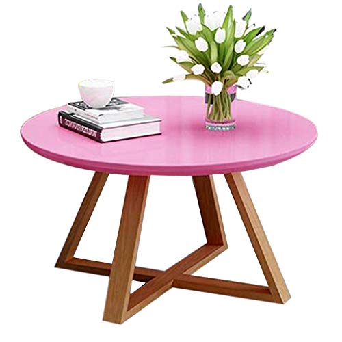 Table à café élégante en bois massif table d'angle durable rose