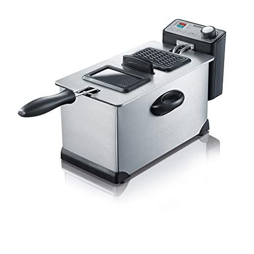 SEVERIN Friteuse, Capacité 3 L, Pour 400 g de Friture, 2.000 W, FR 2431, Inox/Noir