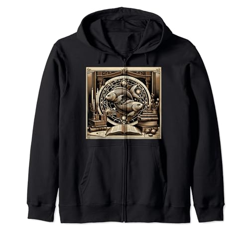 Pisces Zodiac Art Academia Aesthetic Book Lover Sweat à Capuche
