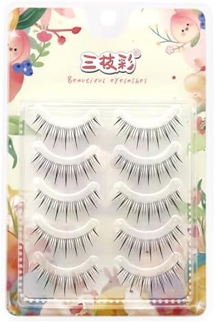 Natural Look False Eye Lashes Fake Eyelashes Daily Strip Clear Band 8-11mm Short Lashes Invisible Thin band A Style Cute Lash for Wedding Daily Work Manga LASGOOS Eye Makeup 5 Pairs L03CL