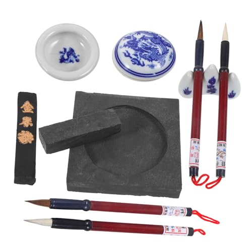 Holibanna Beginner-friendly Calligraphy Kit 4-piece Set Brush Ink Pen Inkstone for Kanji Brush Calligraphy Sumi Art for Young Adults