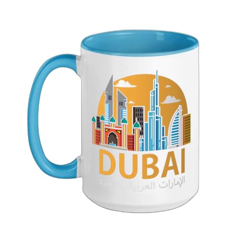 Dubai Emirate Dubai United Arab Emirates (UAE) Ceramic Mug, Blue/White, 15oz