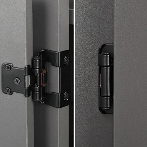 Home Master Hardware 1/2" Overlay Semi Partial Wrap Cabinet Hinges (25 Pair - 50 Pcs), Self Closing Inset Cabinet Hinge For Variable Kitchen Bathroom Cabinet Doors, Matte Black #TOP1