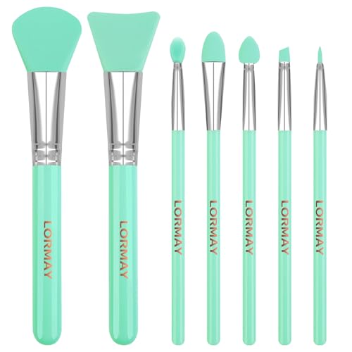 LORMAY 7-Piece Silicone Brush Set for UV Resin Crafts and Makeup Green
