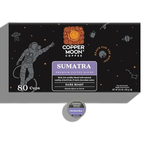 Image of Copper Moon Single Serve Coffee Pods for Keurig K-Cup Brewers, Dark Roast, Sumatra Blend, 80 Count
