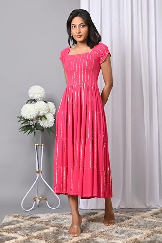 Image of IQRAAR Dress for Women Printed Midi Dress