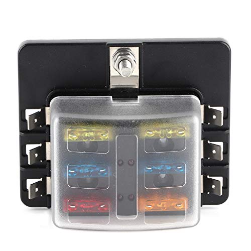 Caixa de fusíveis de terminais de 6 vias para carros e barcos, suportes de bloco de fusíveis com ind