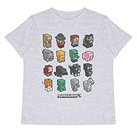 Minecraft Mini Mobs T-Shirt, Kids, 3-15 Years, Heather Grey, Official Merchandise