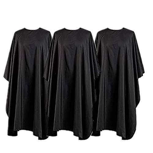 3 Pack Hair Cutting Cape Barber Cape for Men and Kids with Hook and Loop Fastener Black