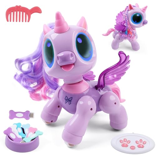 BIRANCO. Unicorn Robot Toys for Girls Age 3-5, Remote Control Electronic Pet, Gesture Sensing, STEM Play, Surprise Interactive Toy for Toddler Gifts...
