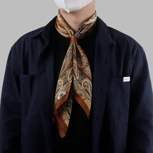 Image of 27.5 Inches Square Silk Feeling Neck Scarf for Men Necktie Silk Bandanas Pocket Square Cowboy Scarves