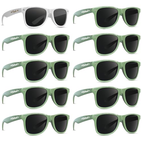 10 Pairs Bachelorette Party Sunglasses, Bride & Bridesmaids Sunglasses for Bachelorette Party, Team Bride Decorations（Sage Green）