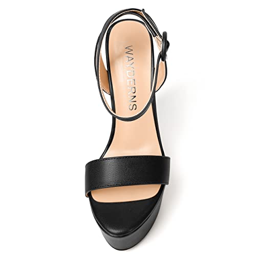 WAYDERNS Womens Open Toe Solid Fashion Matte Ankle Strap Buckle Platform Wedding Wedge High Heel Heeled Sandals 6 Inch3