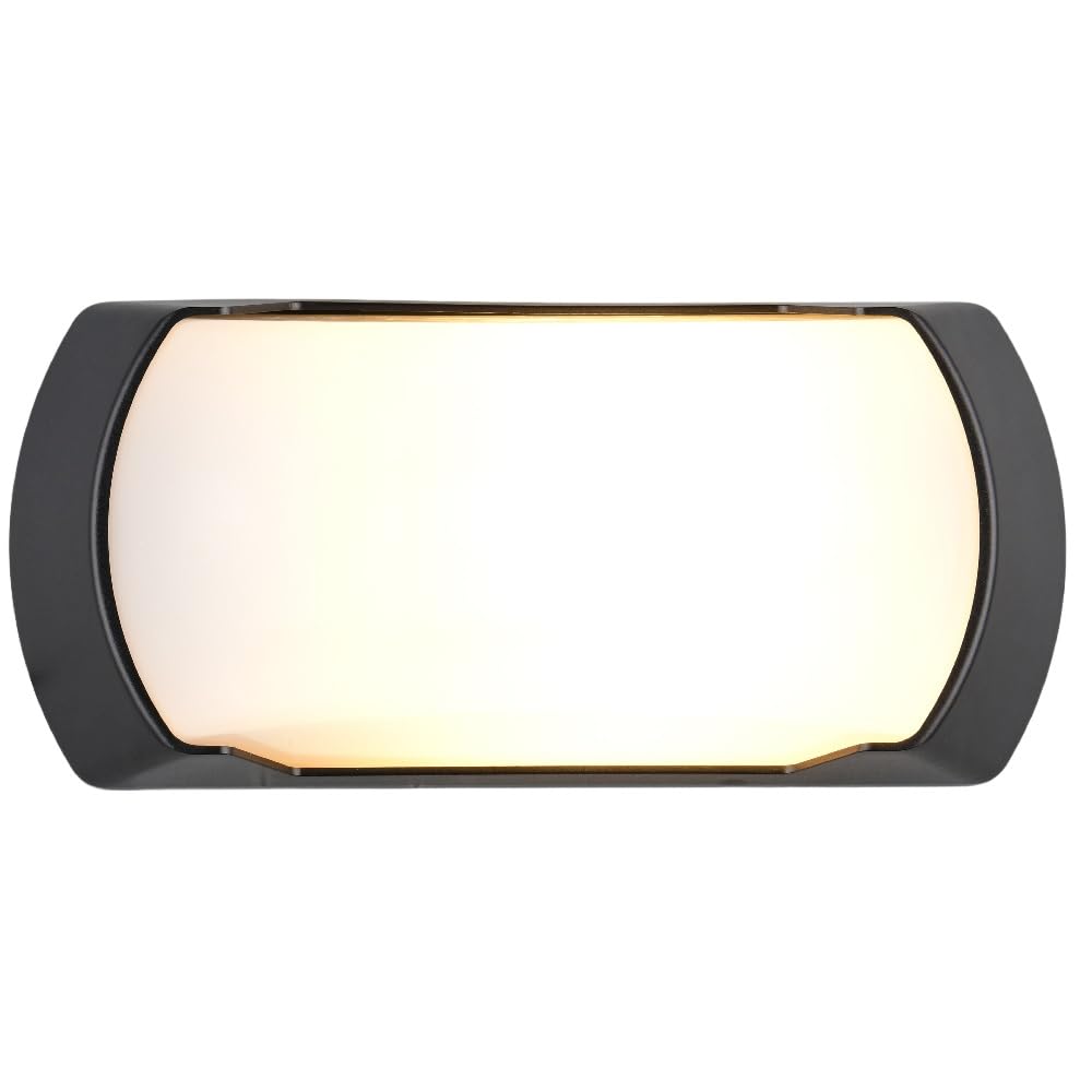 Britalia Black Outdoor Oval Bulkhead Wall Light, 260mm x 120mm x 85mm, IP65, Modern, ES E27