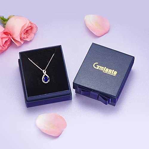 Gemlanto 925 Sterling Silver Created Blue Sapphire Necklace September Birthstone Necklaces For Women Birthday Anniversary Jewelry Gifts For Mom Her Women Girls, Adjustable Chain 16+2 Inch #TOP5
