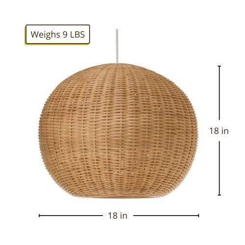 Kouboo 1050030 Wicker Ball Pendant Light, 18" x 18" x 18", Natural - Image 2