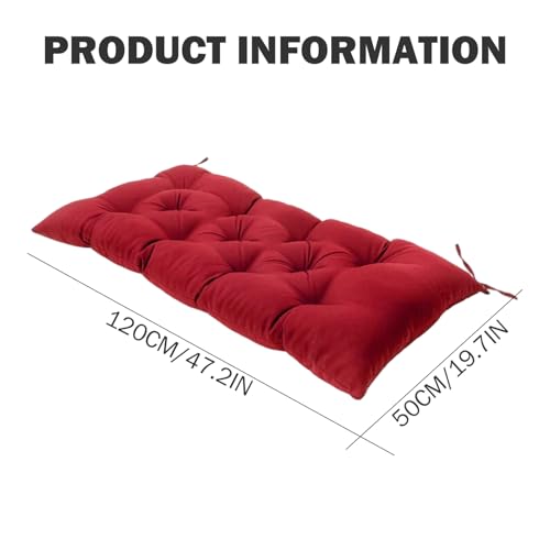 Coussin de banc d'extérieur doux rouge 47x20 pouces haute densité
