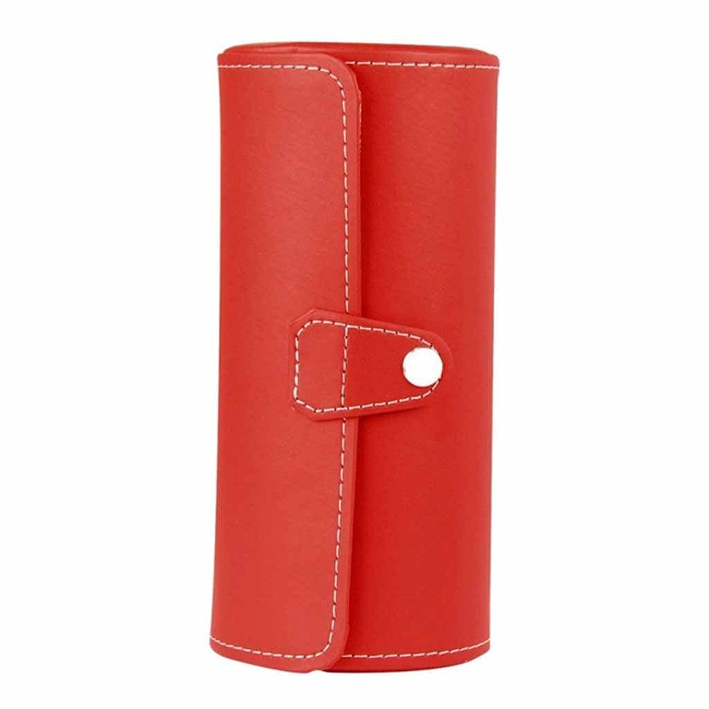 Caja de regalo for exhibición de relojes, rollo de 3 ranuras for reloj de pulsera, collar, pulsera, joyería, caja de cuero PU, bolsa de viaje de almacenamiento (Color : Argento)