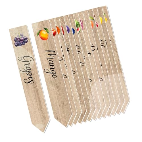 KieTeiiK Etiquetas impermeables de PVC multiusos para plantas, paquete de 14 para plántulas de frutas, huertos, marcadores decorativos de estaca de jardín, marcadores de plantas para plántulas de