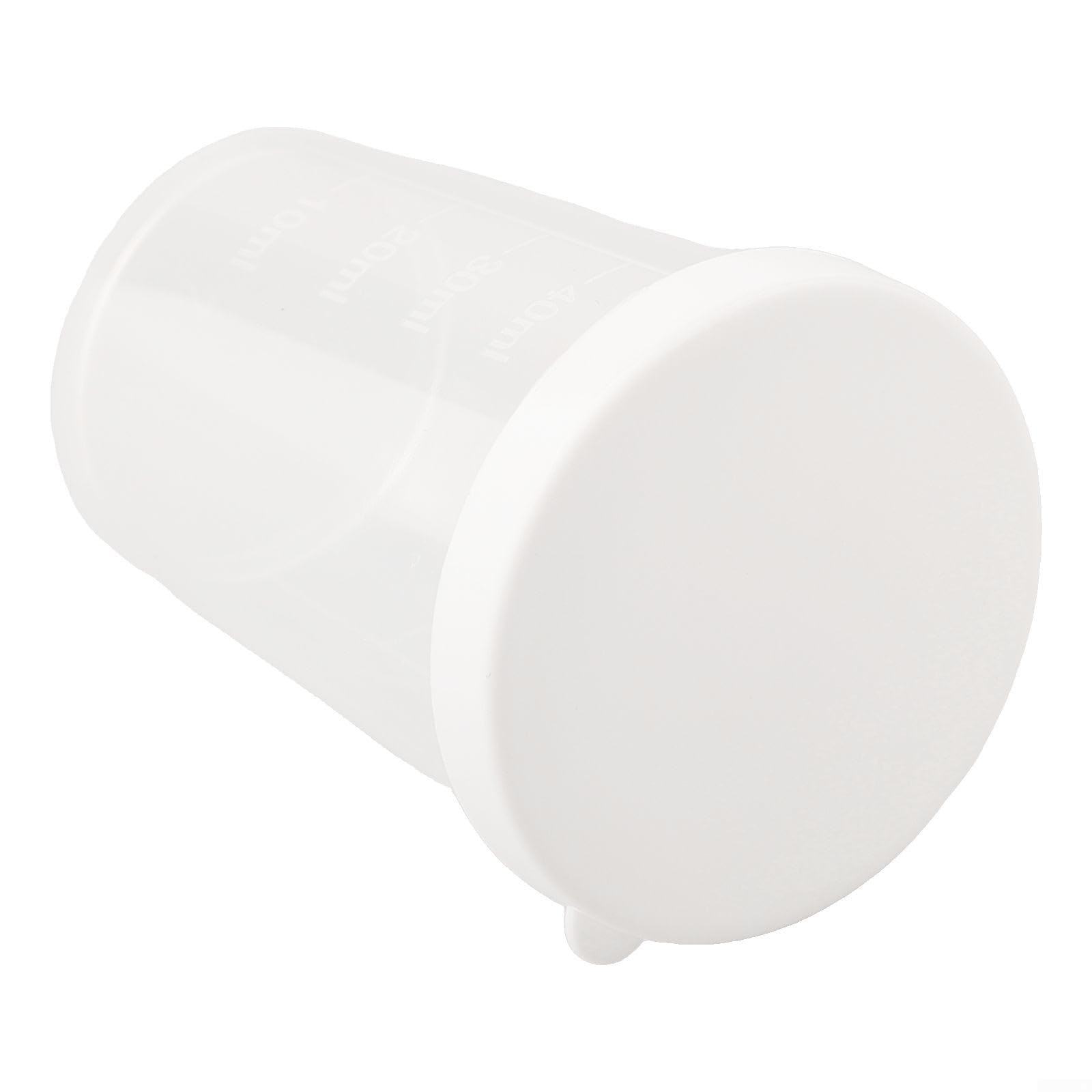 Lot de 10 tasses à mesurer transparentes de 50 ml avec couvercles blancs, récipients gradués en plastique pour ingrédients liquides et secs, parfaits pour la cuisine, le mélange, l'échantillonnage et