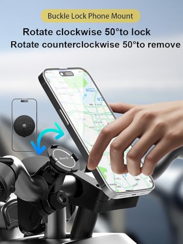 Handlebar Phone Holder, Bicycle Motorcycle Phone Mount, Mini Size | Secure Buckle Lock | Snap-fit Locking, Bracket fit for 22-32mm Handlebar and Ring Sticks to Phone Cover - image 6