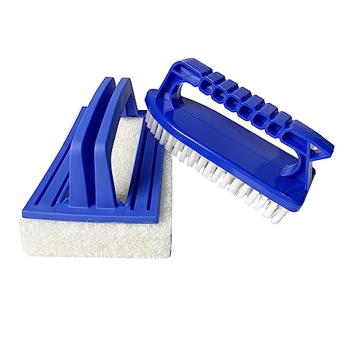 2 Stück Pool Bürsten Set Pool Schwamm Bürsten Kunststoff Schwimmbad Bürste Poolreinigung Handschrubber Schwimmbad Bürste mit Griff Schwamm Algenbürste Geeignet zum Reinigen von Schmutz und Moos (B)
