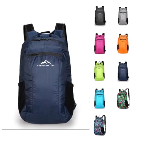 Authentic Joy 20L Water Resistant Lightweight Hiking Daypack, Packable Backpack, Multiple Colors (Navy)