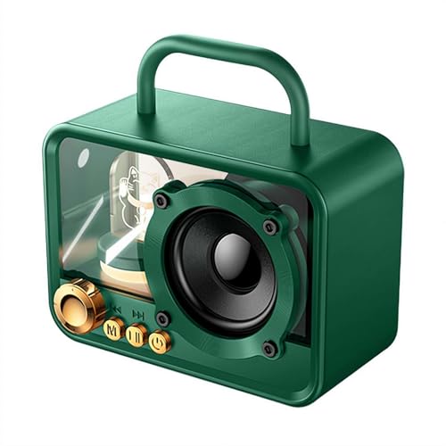 Radio Bluetooth de madera retro, altavoz Bluetooth, diseño elegante y vintage, reproduce música fuera de fiestas de Navidad para cultivar el amor por la música (verde)