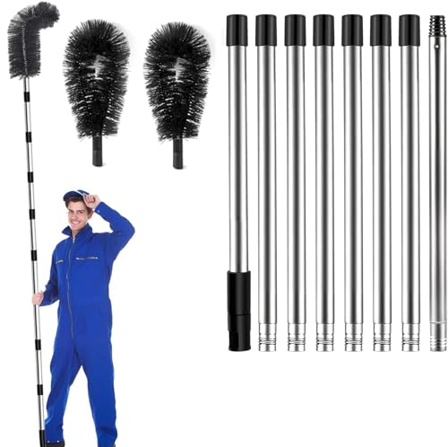 10.5ft Gutter Cleaning Tools - 2 Brushes, Adjustable Cleaner for Easy Leaf & Debris Removal