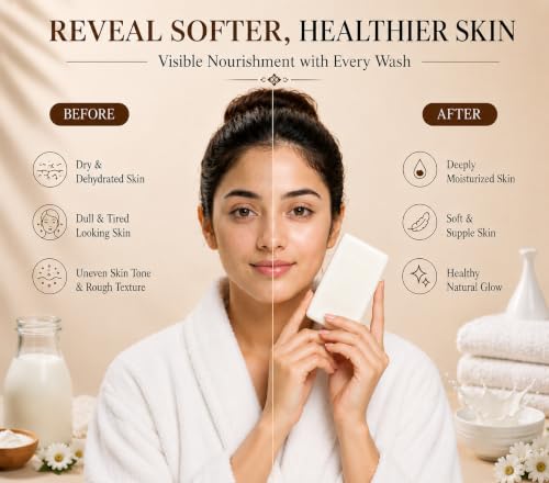 Image of Rudra Body Care Goat Milk Soap for Dry Skin | Deep Moisturizing | Handmade Bathing Bar | Gentle & Skin-Friendly Cleanse | 100g (Pack of 1)