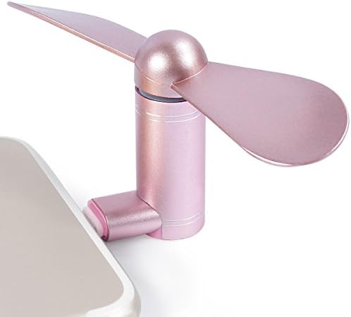 iPhone Fan, Portable Aluminum Alloy Shell Lightning Plugs Mini Cooler Rotating Fan for iPhone (Rose Gold)
