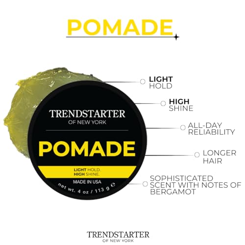 TRENDSTARTER - CLASSIC POMADE (4oz) – Light Hold - High Shine - Water-Based Pomade - All-Day Smooth Wet Look Finish - Non-Crispy Formula - Premium Hair Styling Products