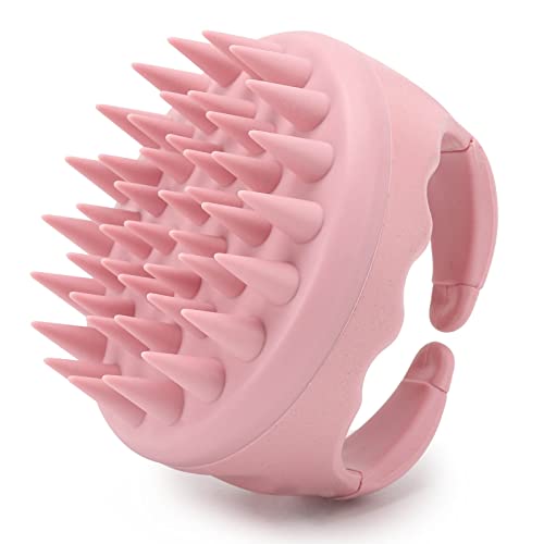 Masseur cuir chevelu silicone Brosse à shampoing Grattoir cuir chevelu pour tous types cheveux femmes/hommes/enfants/animaux rose