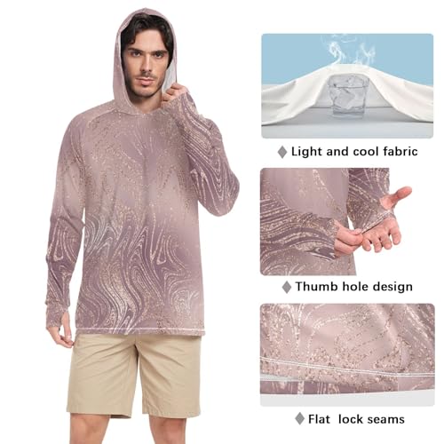 GAIGEO Light UPF Shirt Men, Breathable Summer Long Sleeve Shirts for Men, Moisture Wicking Beach Shirts, Coral S4