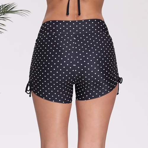 Shorts de surf con fruncido lateral ajustable y cobertura total boyleg para mujer 5