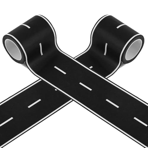 Ufrzia 2 Pack 32.8 ft x 2in. Road Tape Black Roadway Track Tape for Toy Cars Perfect for Birthday Party Racing Party Decoration Sticks to Flat Surfaces No Residue