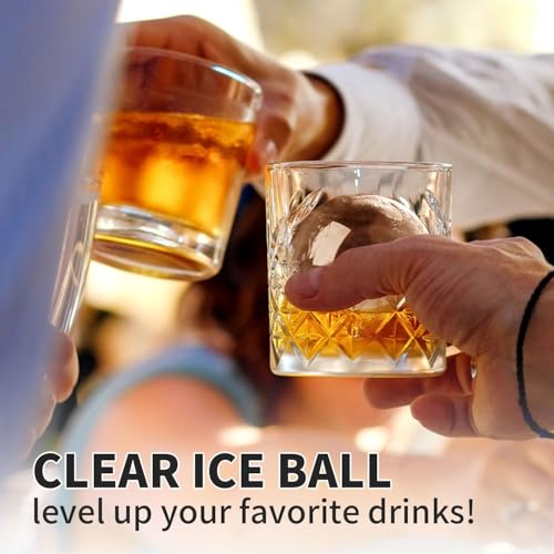 KARP Clear Ice Ball Maker Mold, 8 Large Whiskey Ice Cubes Mold, 2 Inch Round Silicone Ice Molds for Cocktail, Whiskey & Bourbon Drinks, Gifts for Men (Ice Ball Size 5 cm)
