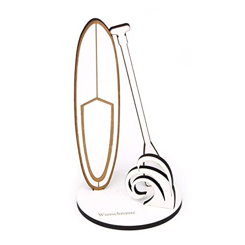 Geldgeschenk Stand-Up-Paddling - Stehpaddel inkl. Name - SUP Schild für Geld Gutschein Geschenk Geburtstag - 9,5 x 18 cm