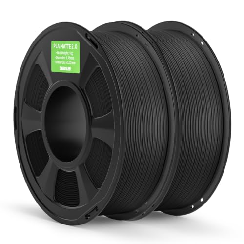 Image of Matte PLA 2.0 Filament 1.75mm, 3D Printer Filament Dimensional Accuracy + /- 0.02mm, No Clogging, Smooth Texture, 2KG Grey Black
