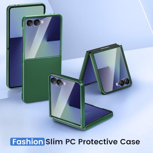 Image of Ruky for Z Flip 8 Slim Case, with Built-in Screen Protector, Dark Green | Support Wireless Charging Hard PC Ultra-Thin Full Body Protective Phone Cover for Samsung Galaxy Z Flip 8, Dark Green