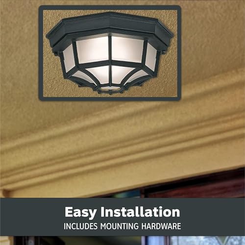 Image of Designers Fountain 2067-BK Builder Cast Outdoor Flush Mount Ceiling Light, 10.5 in W, Black