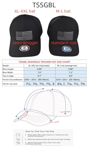 Image of TSSGBL M, L, XL, XXL Snapback Trucker Hats Baseball Caps Adjustable Blank Mesh Back Ball Caps for Men Women