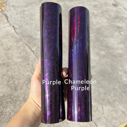 Image of LZLRUN Gloss Forged Carbon Fiber Self Adhesive Vinyl Wrap Film for Car Moto (Chameleon Purple, 1ft x 10ft) | Gloss Chameleon forged carbon texture, With install tools, Air release, Self-adhesive, For car moto furniture laptop